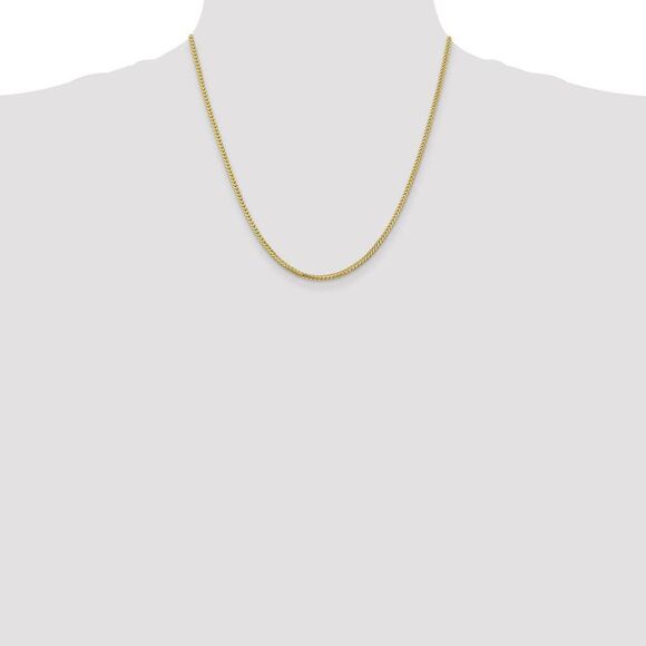 2mm 10k Yellow Gold Solid Franco Chain Necklace, 20 Inch - Picture 2 of 8
